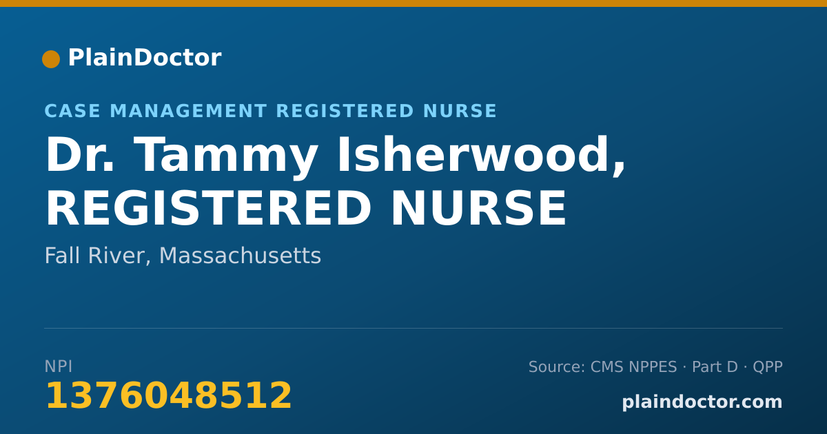 Shareable card for Tammy Isherwood, REGISTERED NURSE - Case Management Registered Nurse, Fall River, MA