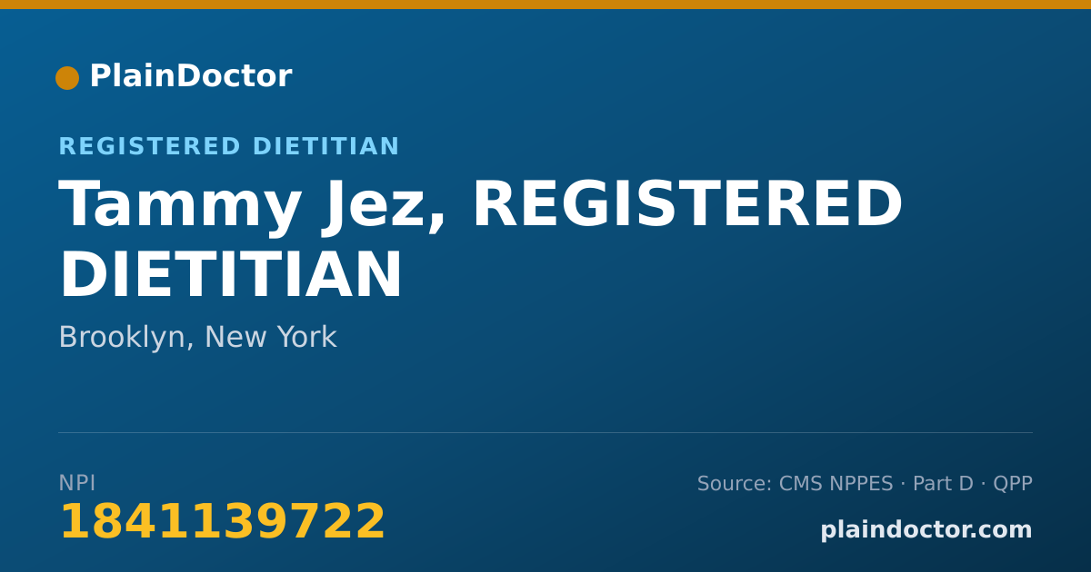 Shareable card for Tammy Jez, REGISTERED DIETITIAN - Registered Dietitian, Brooklyn, NY