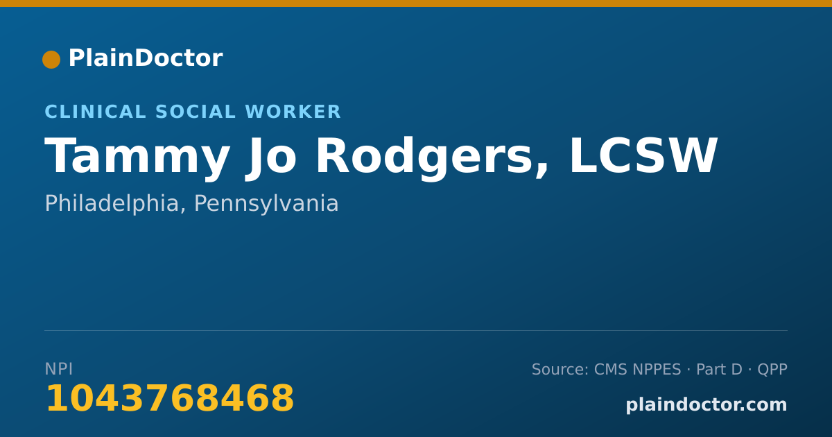 Shareable card for Tammy Jo Rodgers, LCSW - Clinical Social Worker, Philadelphia, PA
