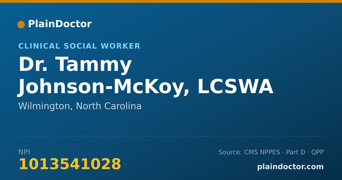 Shareable card for Tammy Johnson-McKoy, LCSWA - Clinical Social Worker, Wilmington, NC