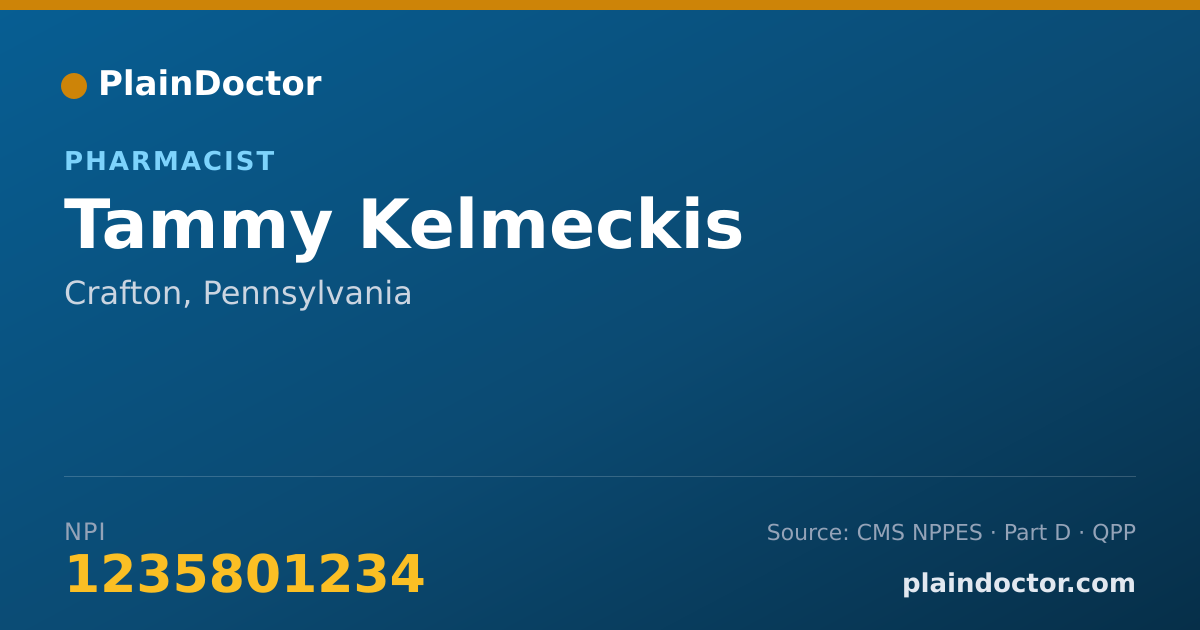 Shareable card for Tammy Kelmeckis - Pharmacist, Crafton, PA
