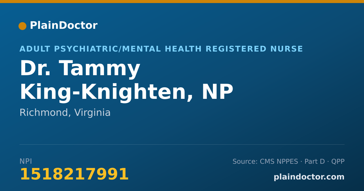 Shareable card for Tammy King-Knighten, NP - Adult Psychiatric/Mental Health Registered Nurse, Richmond, VA