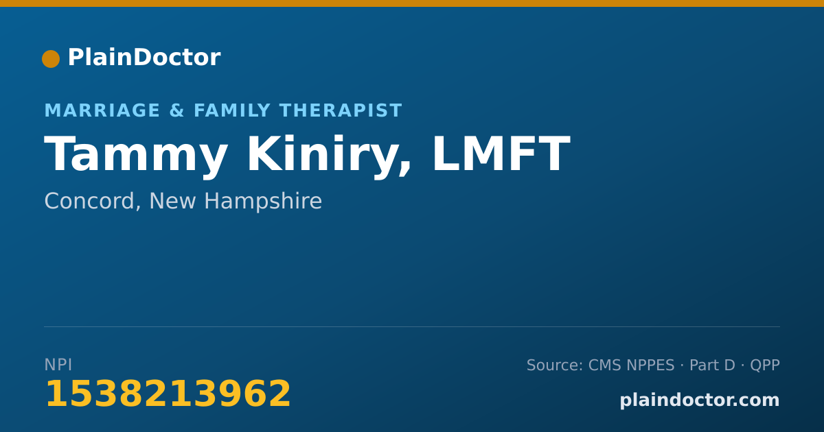 Shareable card for Tammy Kiniry, LMFT - Marriage & Family Therapist, Concord, NH
