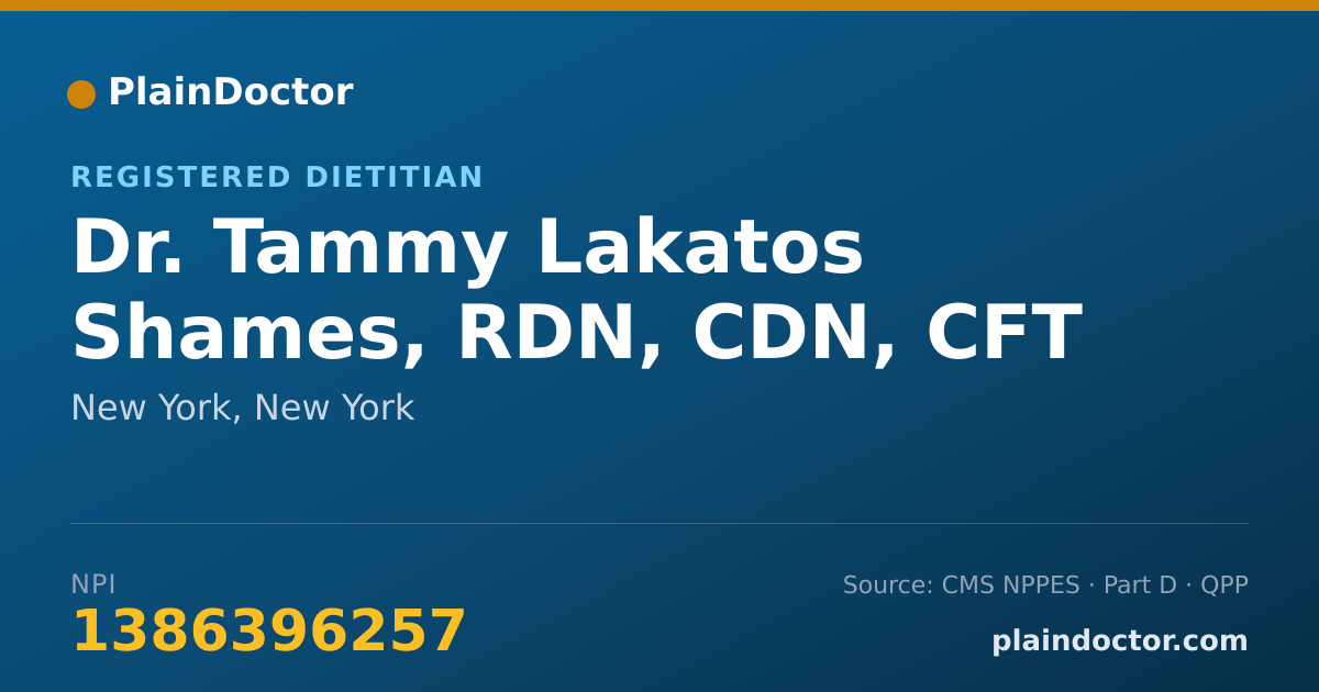 Shareable card for Tammy Lakatos Shames, RDN, CDN, CFT - Registered Dietitian, New York, NY