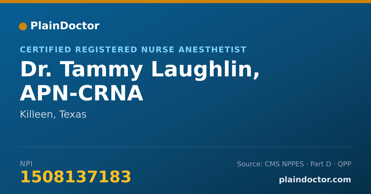 Shareable card for Tammy Laughlin, APN-CRNA - Certified Registered Nurse Anesthetist, Killeen, TX