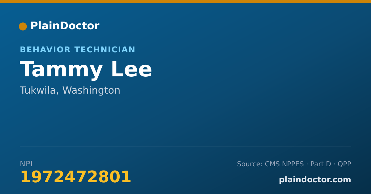 Shareable card for Tammy Lee - Behavior Technician, Tukwila, WA