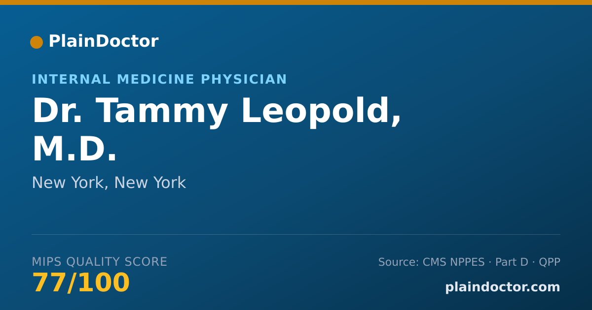 Shareable card for Tammy Leopold, M.D. - Internal Medicine Physician, New York, NY