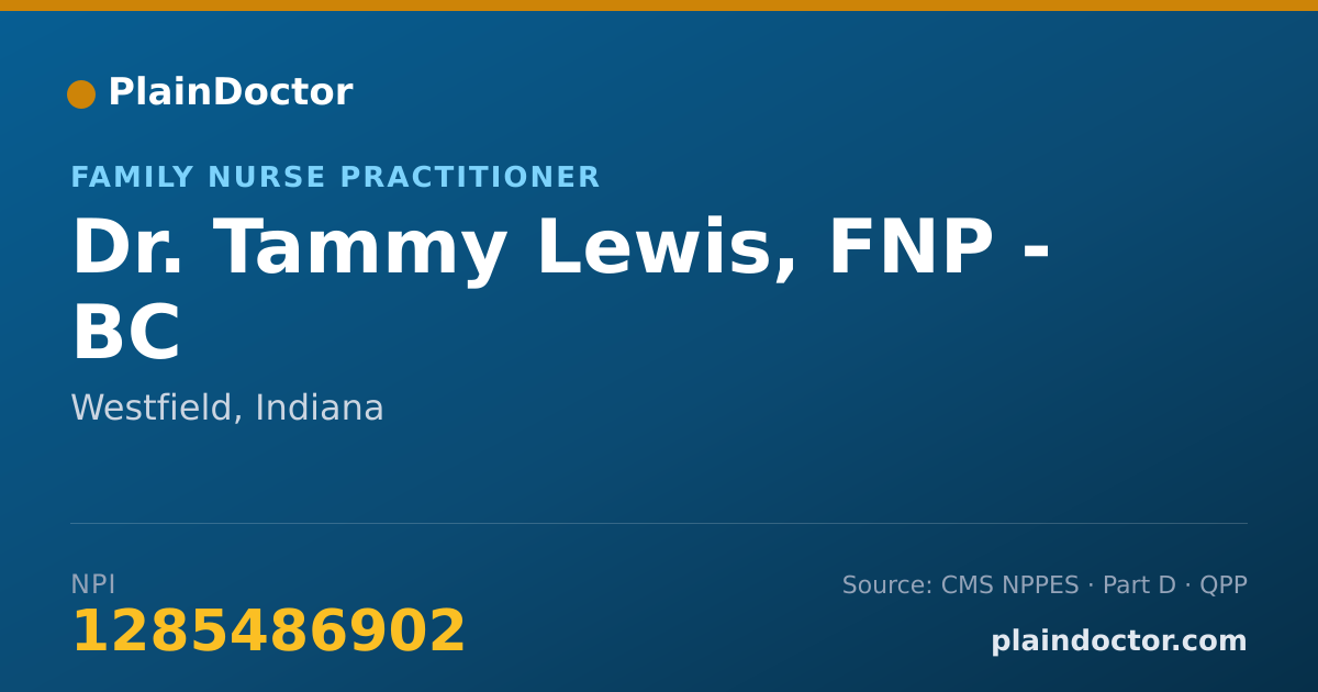 Shareable card for Tammy Lewis, FNP - BC - Family Nurse Practitioner, Westfield, IN