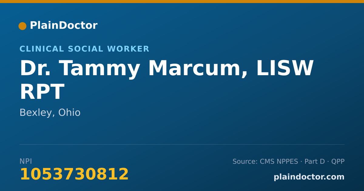 Shareable card for Tammy Marcum, LISW RPT - Clinical Social Worker, Bexley, OH