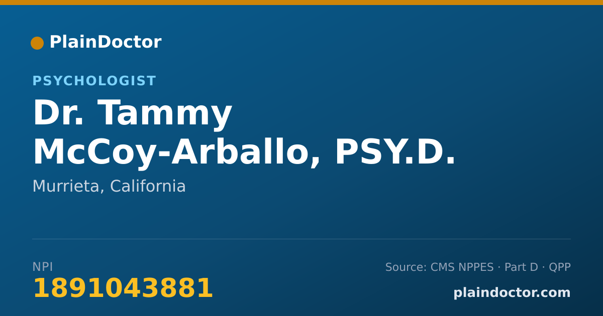 Shareable card for Tammy McCoy-Arballo, PSY.D. - Psychologist, Murrieta, CA