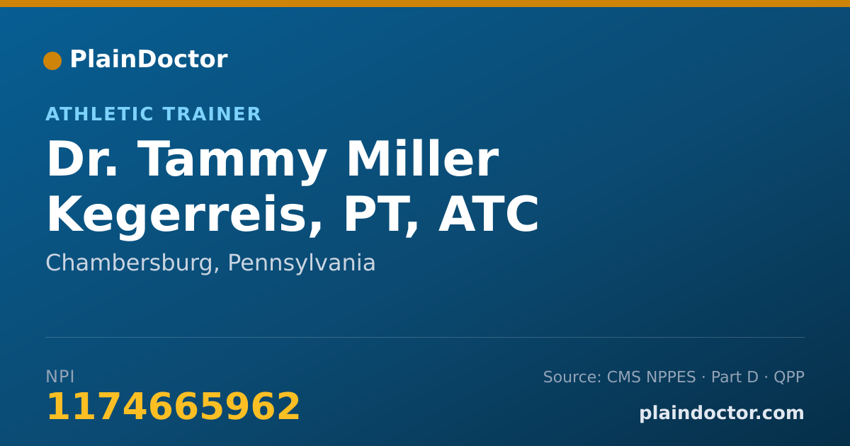 Shareable card for Tammy Miller Kegerreis, PT, ATC - Athletic Trainer, Chambersburg, PA