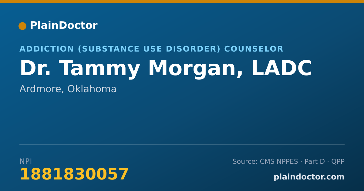 Shareable card for Tammy Morgan, LADC - Addiction (Substance Use Disorder) Counselor, Ardmore, OK