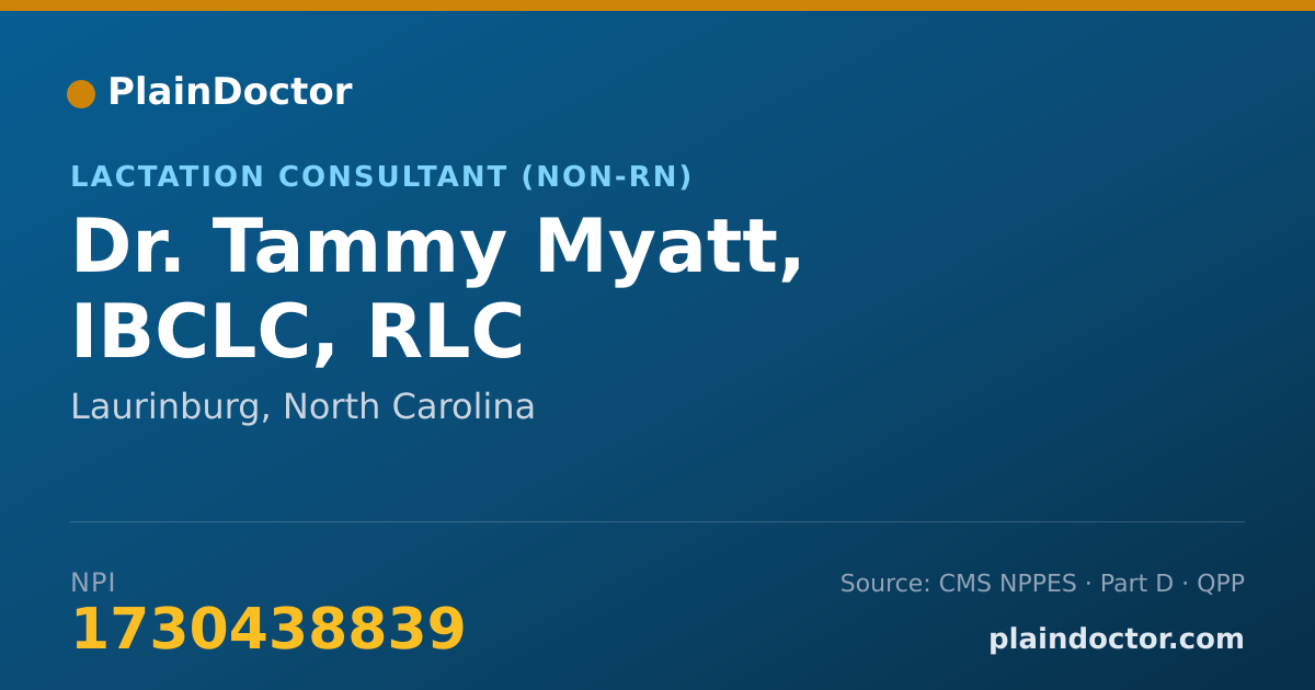 Shareable card for Tammy Myatt, IBCLC, RLC - Lactation Consultant (Non-RN), Laurinburg, NC