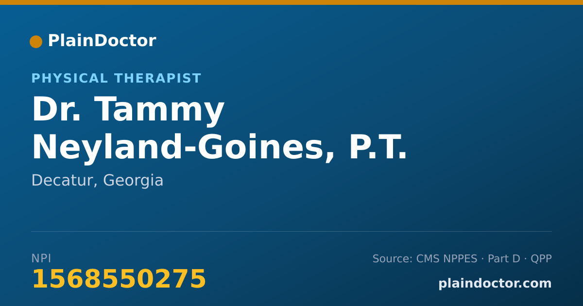 Shareable card for Tammy Neyland-Goines, P.T. - Physical Therapist, Decatur, GA