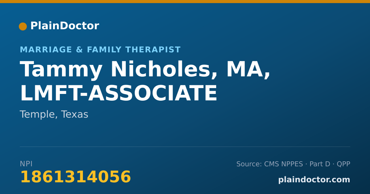 Shareable card for Tammy Nicholes, MA, LMFT-ASSOCIATE - Marriage & Family Therapist, Temple, TX