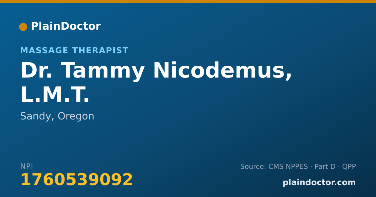 Shareable card for Tammy Nicodemus, L.M.T. - Massage Therapist, Sandy, OR
