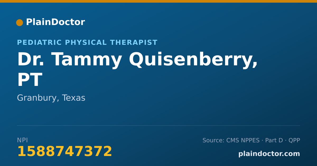Shareable card for Tammy Quisenberry, PT - Pediatric Physical Therapist, Granbury, TX