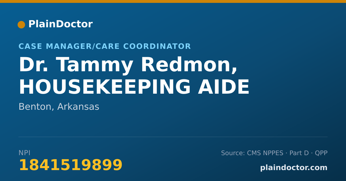 Shareable card for Tammy Redmon, HOUSEKEEPING AIDE - Case Manager/Care Coordinator, Benton, AR