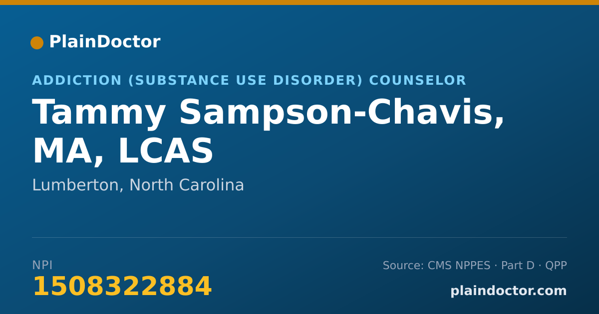 Shareable card for Tammy Sampson-Chavis, MA, LCAS - Addiction (Substance Use Disorder) Counselor, Lumberton, NC