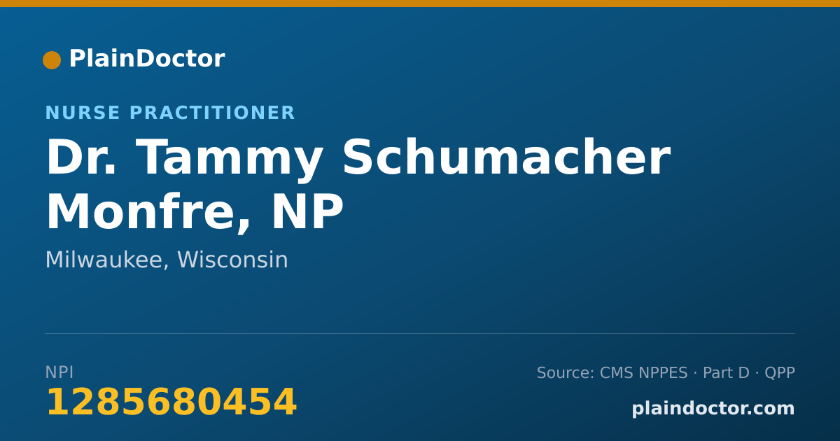 Shareable card for Tammy Schumacher Monfre, NP - Nurse Practitioner, Milwaukee, WI