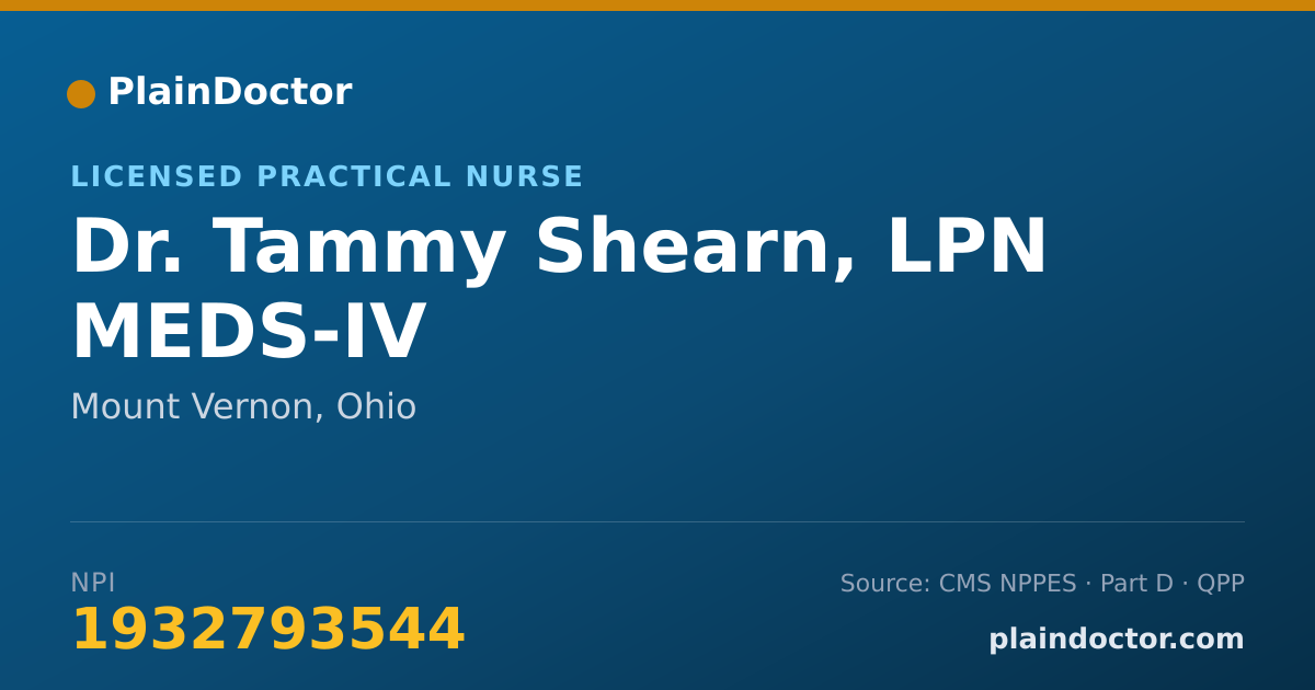 Shareable card for Tammy Shearn, LPN MEDS-IV - Licensed Practical Nurse, Mount Vernon, OH