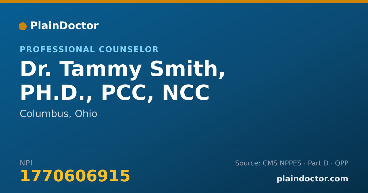 Shareable card for Tammy Smith, PH.D., PCC, NCC - Professional Counselor, Columbus, OH