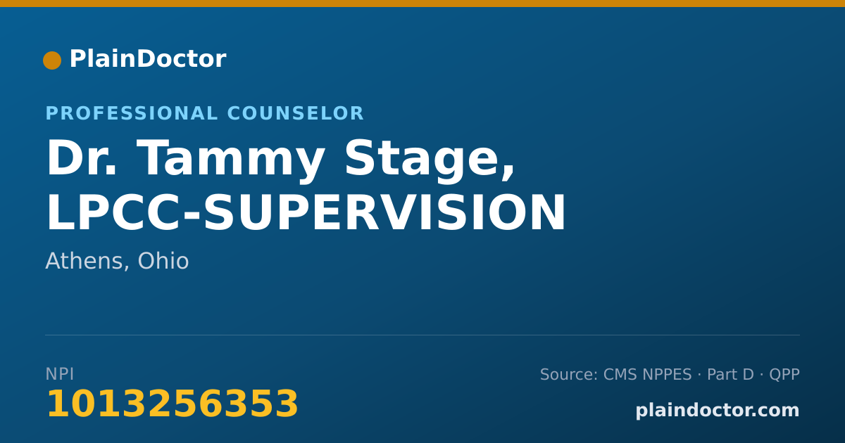 Shareable card for Tammy Stage, LPCC-SUPERVISION - Professional Counselor, Athens, OH