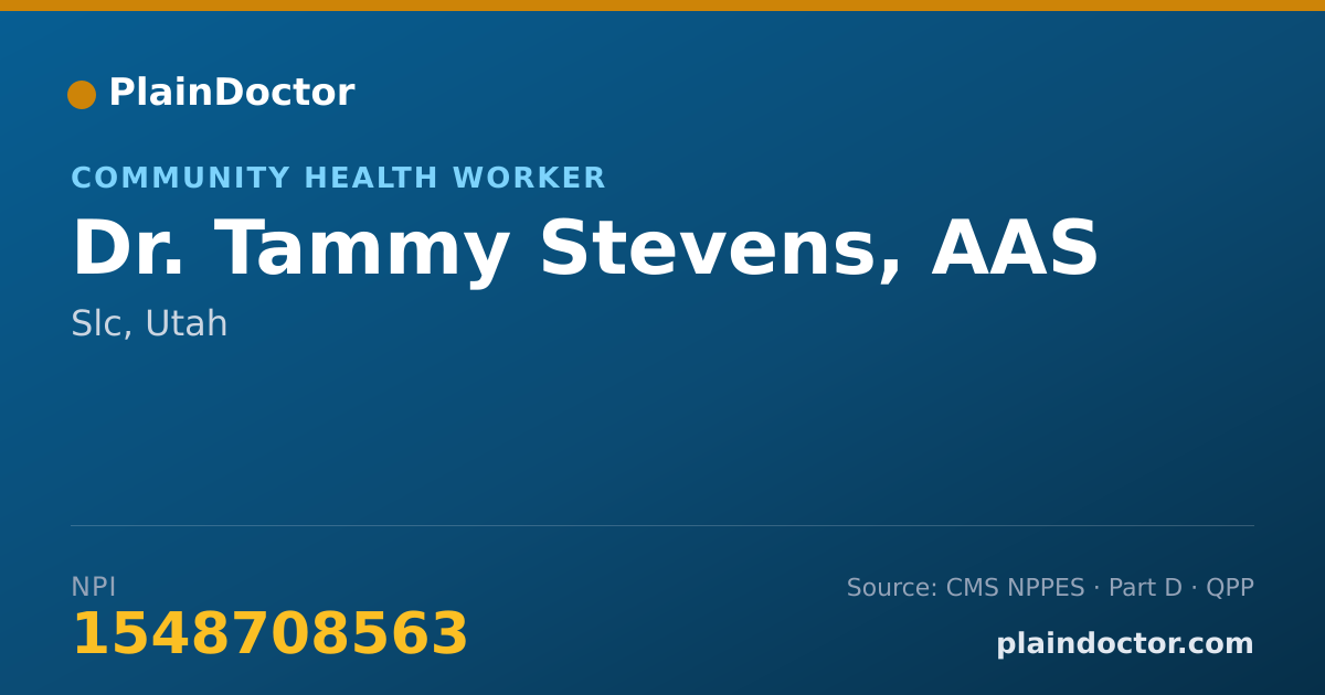 Shareable card for Tammy Stevens, AAS - Community Health Worker, Slc, UT