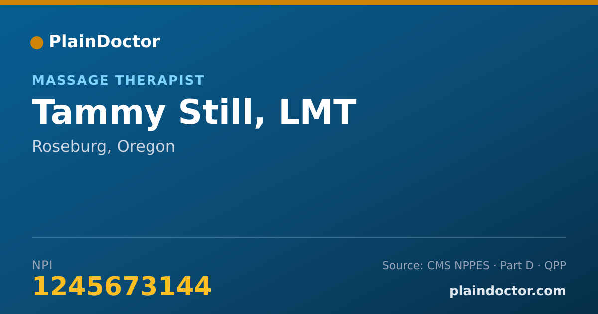 Shareable card for Tammy Still, LMT - Massage Therapist, Roseburg, OR