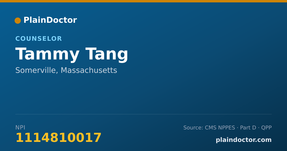 Shareable card for Tammy Tang - Counselor, Somerville, MA