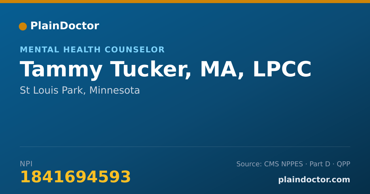 Shareable card for Tammy Tucker, MA, LPCC - Mental Health Counselor, St Louis Park, MN
