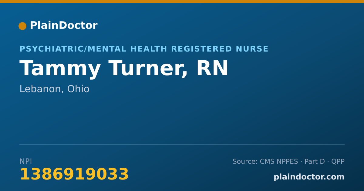 Shareable card for Tammy Turner, RN - Psychiatric/Mental Health Registered Nurse, Lebanon, OH