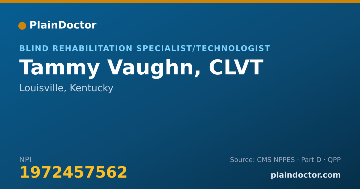 Shareable card for Tammy Vaughn, CLVT - Blind Rehabilitation Specialist/Technologist, Louisville, KY