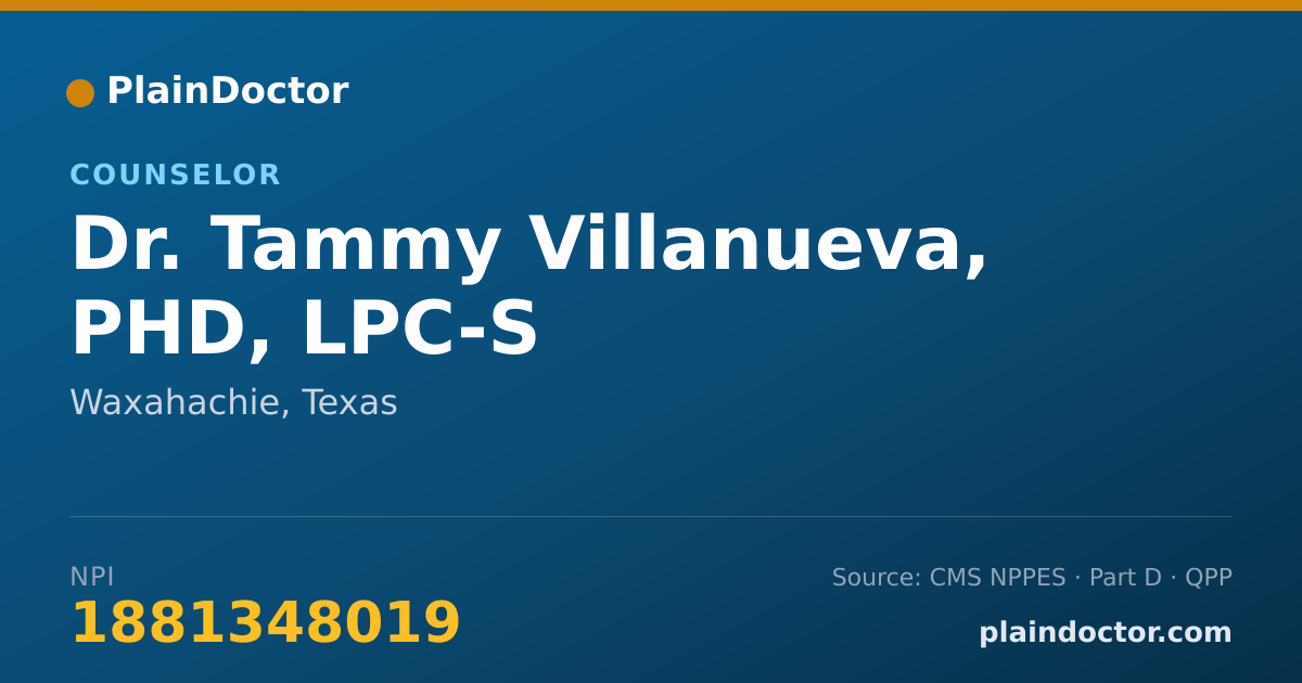 Shareable card for Tammy Villanueva, PHD, LPC-S - Counselor, Waxahachie, TX