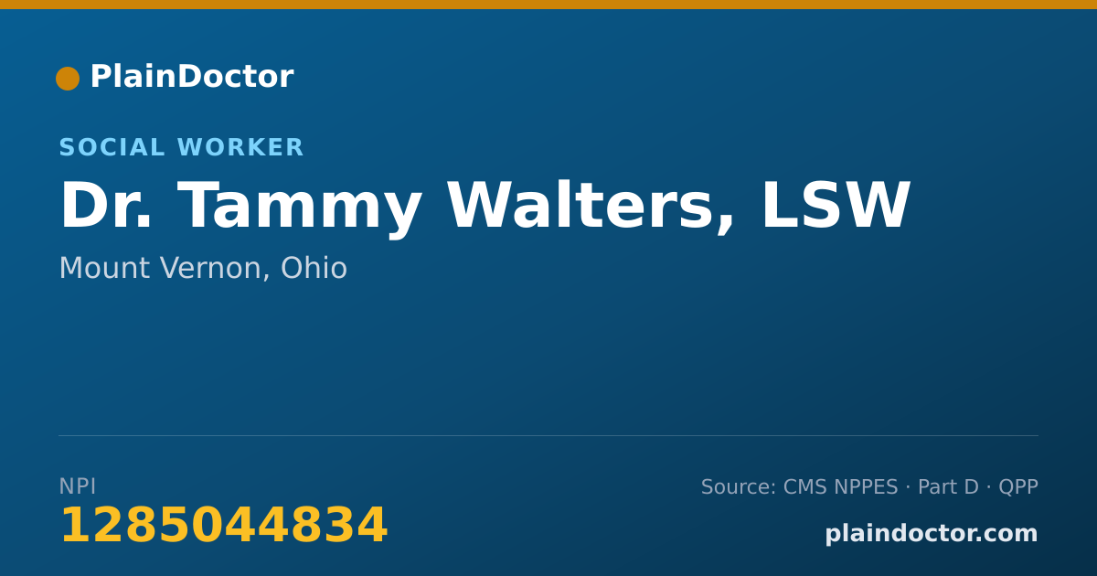 Shareable card for Tammy Walters, LSW - Social Worker, Mount Vernon, OH
