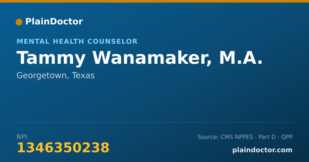 Shareable card for Tammy Wanamaker, M.A. - Marriage & Family Therapist, Georgetown, TX