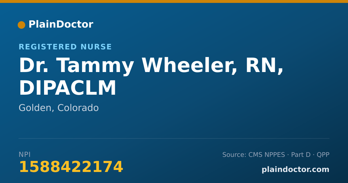 Shareable card for Tammy Wheeler, RN, DIPACLM - Registered Nurse, Golden, CO