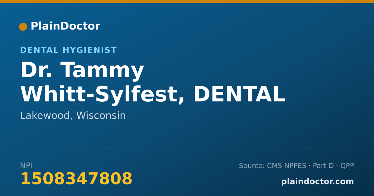 Shareable card for Tammy Whitt-Sylfest, DENTAL HYGENIEST - Dental Hygienist, Lakewood, WI