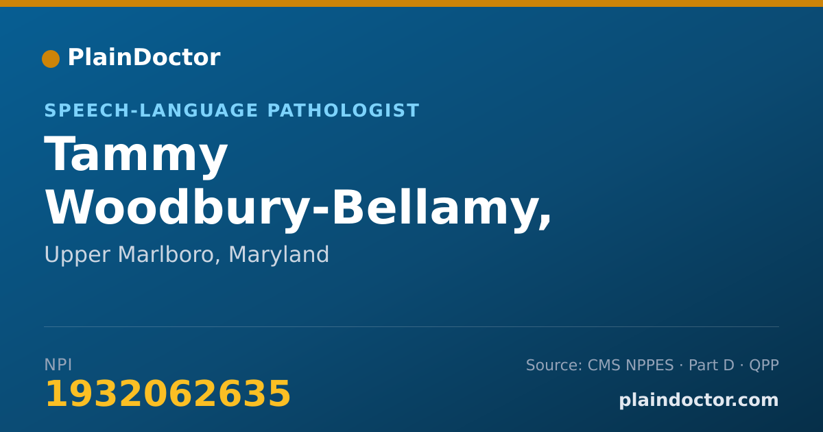 Shareable card for Tammy Woodbury-Bellamy, M.S., CCC-SLP - Speech-Language Pathologist, Upper Marlboro, MD