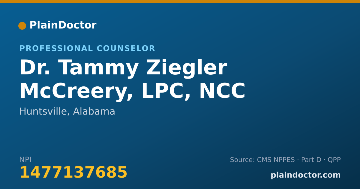 Shareable card for Tammy Ziegler McCreery, LPC, NCC - Professional Counselor, Huntsville, AL
