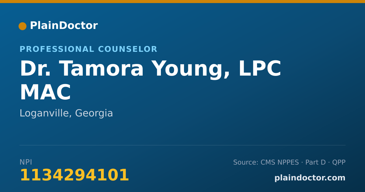 Shareable card for Tamora Young, LPC MAC - Professional Counselor, Loganville, GA
