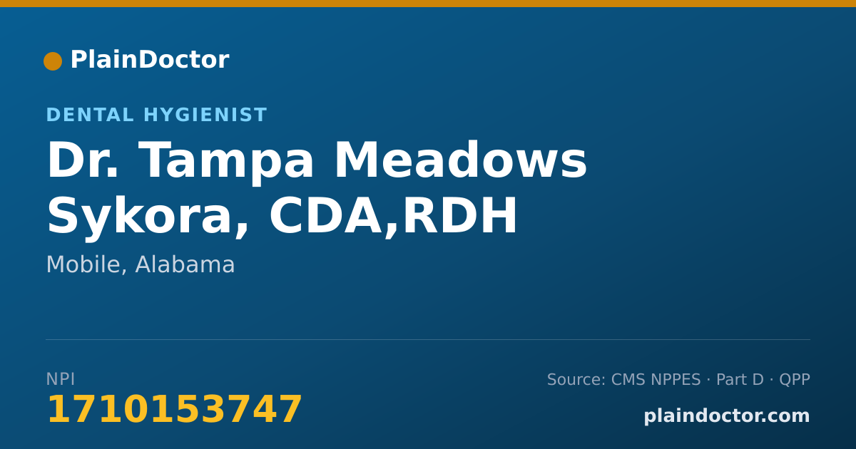 Shareable card for Tampa Meadows Sykora, CDA,RDH - Dental Hygienist, Mobile, AL