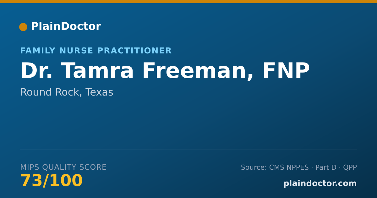 Shareable card for Tamra Freeman, FNP - Family Nurse Practitioner, Round Rock, TX