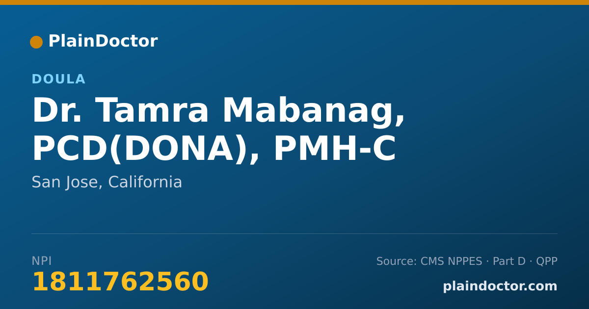 Shareable card for Tamra Mabanag, PCD(DONA), PMH-C - Doula, San Jose, CA