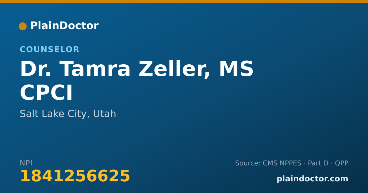 Shareable card for Tamra Zeller, MS CPCI - Counselor, Salt Lake City, UT