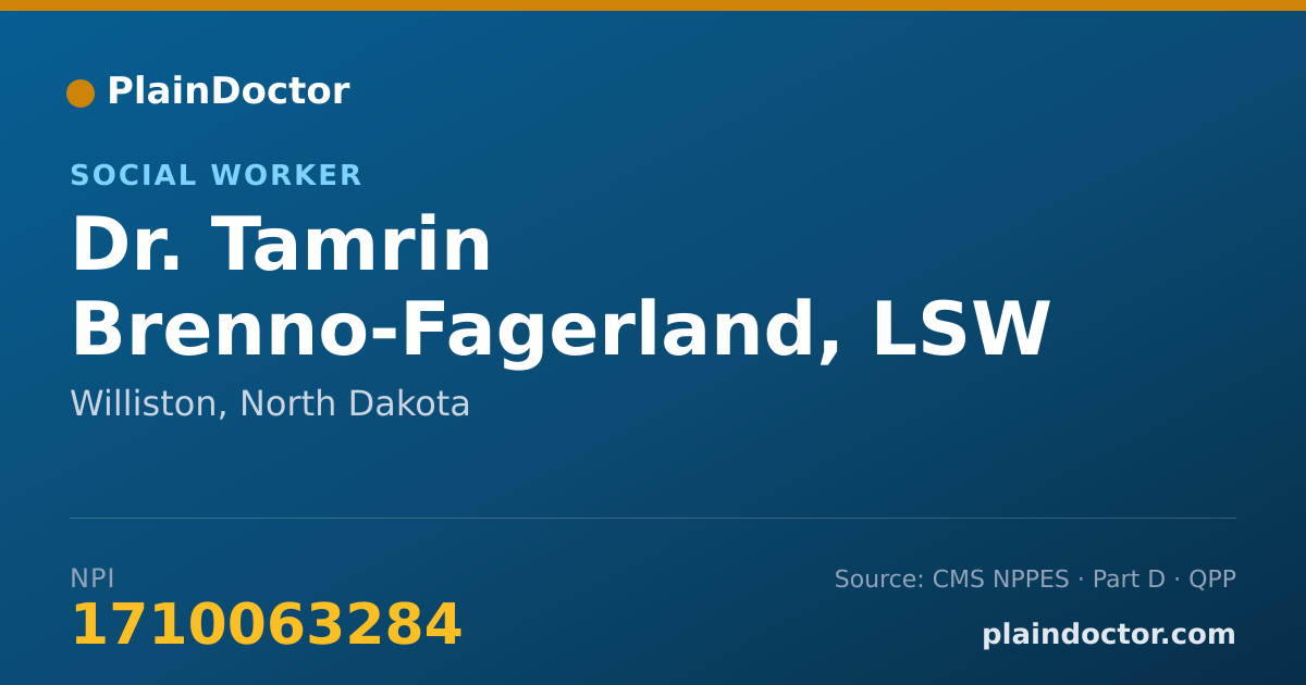 Shareable card for Tamrin Brenno-Fagerland, LSW - Social Worker, Williston, ND
