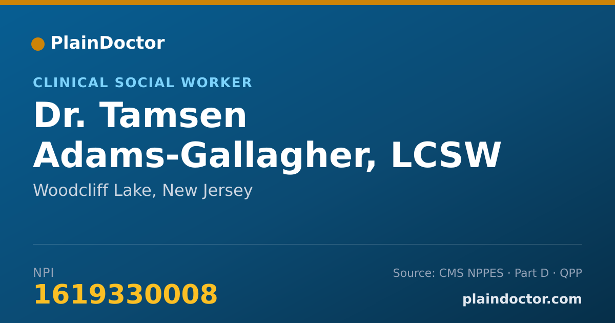 Shareable card for Tamsen Adams-Gallagher, LCSW - Clinical Social Worker, Woodcliff Lake, NJ