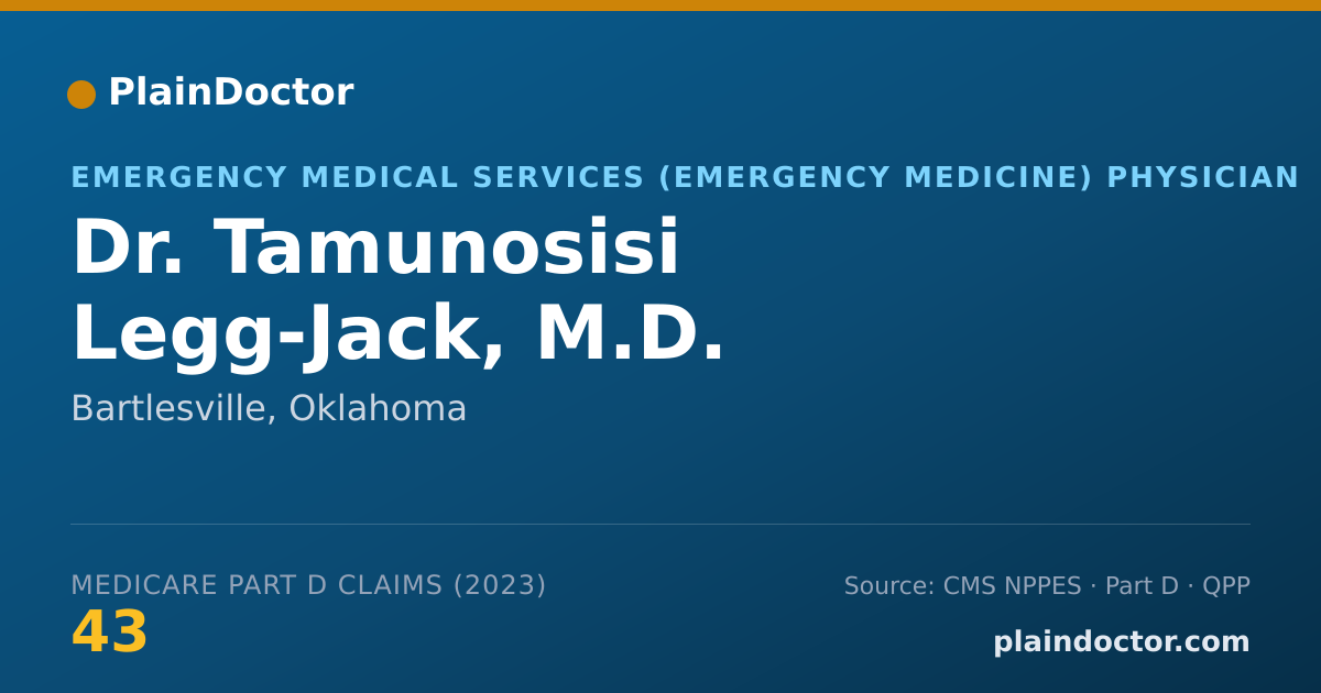 Shareable card for Tamunosisi Legg-Jack, M.D. - Emergency Medical Services (Emergency Medicine) Physician, Bartlesville, OK