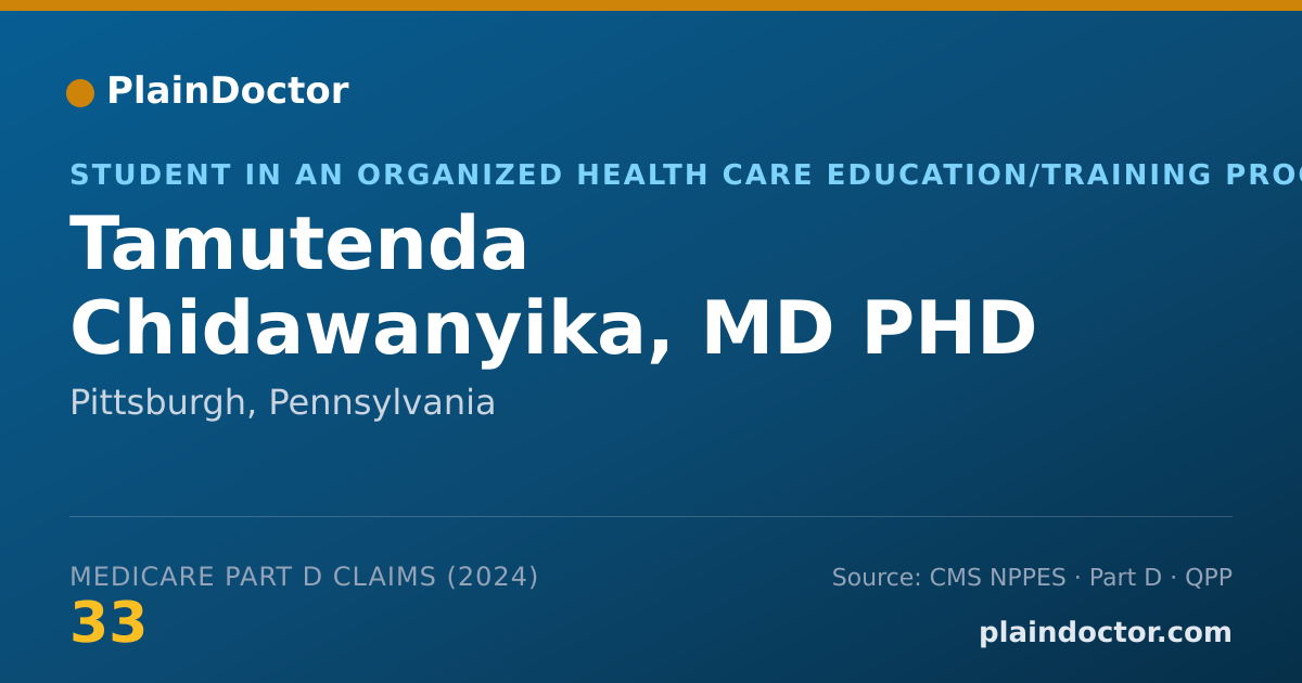 Shareable card for Tamutenda Chidawanyika, MD PHD - Student in an Organized Health Care Education/Training Program, Pittsburgh, PA