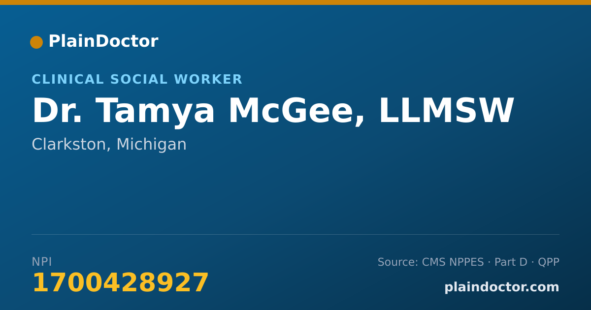 Shareable card for Tamya McGee, LLMSW - Clinical Social Worker, Clarkston, MI